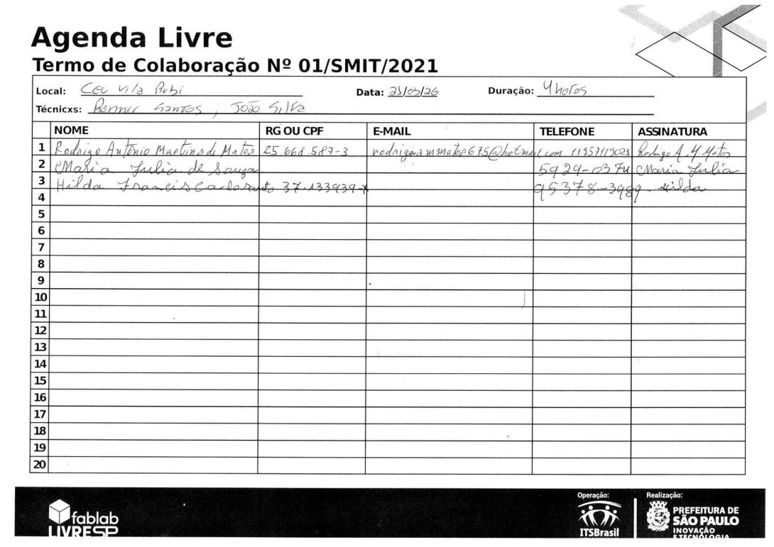 AGENDA LIVRE DIA 21